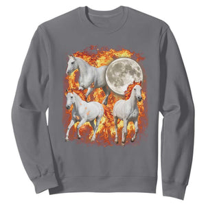3 Fire Horses Moon Equestrian Sweatshirt Year Of The Fire Horse Joke TS11 Charcoal Print Your Wear