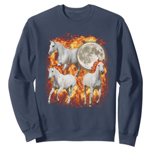 3 Fire Horses Moon Equestrian Sweatshirt Year Of The Fire Horse Joke TS11 Navy Print Your Wear