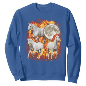 3 Fire Horses Moon Equestrian Sweatshirt Year Of The Fire Horse Joke TS11 Royal Blue Print Your Wear