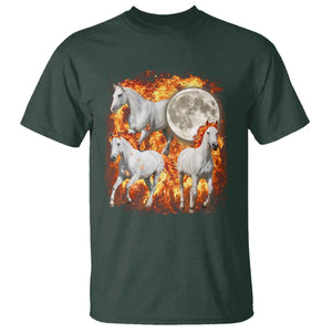 3 Fire Horses Moon Equestrian T Shirt Year Of The Fire Horse Joke TS11 Dark Forest Green Print Your Wear