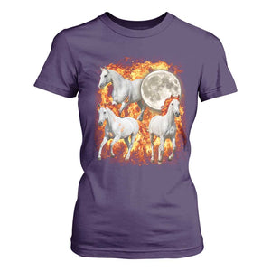 3 Fire Horses Moon Equestrian T Shirt For Women Year Of The Fire Horse Joke TS11 Purple Print Your Wear
