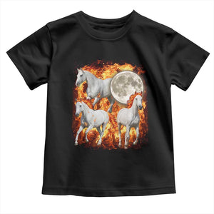 3 Fire Horses Moon Equestrian Toddler T Shirt Year Of The Fire Horse Joke TS11 Black Print Your Wear