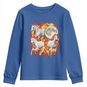 3 Fire Horses Moon Equestrian Youth Sweatshirt Year Of The Fire Horse Joke TS11 Royal Blue Print Your Wear
