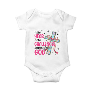 New Year New Challenges Same Great God Baby Onesie Christian New Year Eve TS11 White Print Your Wear