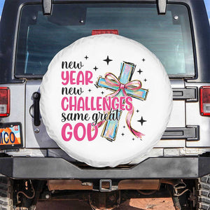 New Year New Challenges Same Great God Spare Tire Cover Christian New Year Eve TS11 No hole White Print Your Wear