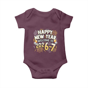 Funny 67 New Year Baby Onesie Happy New Year Welcome To 2026 7 TS11 Maroon Print Your Wear