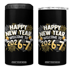 Funny 67 New Year 4 in 1 Can Cooler Tumbler Happy New Year Welcome To 2026 7 TS11 One Size: 16 oz Black Print Your Wear