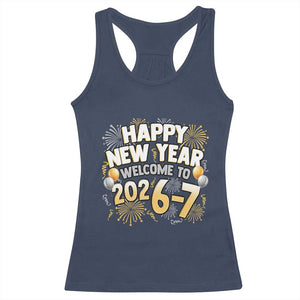 Funny 67 New Year Racerback Tank Top Happy New Year Welcome To 2026 7 TS11 Navy Print Your Wear