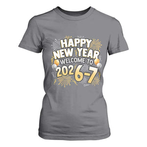 Funny 67 New Year T Shirt For Women Happy New Year Welcome To 2026 7 TS11 Charcoal Print Your Wear