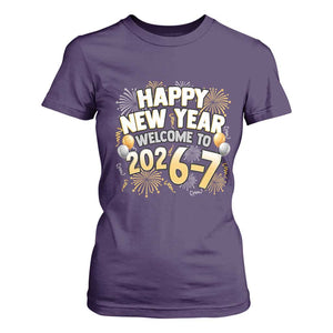 Funny 67 New Year T Shirt For Women Happy New Year Welcome To 2026 7 TS11 Purple Print Your Wear