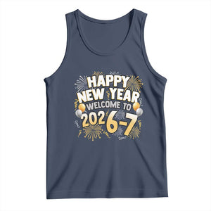 Funny 67 New Year Tank Top Happy New Year Welcome To 2026 7 TS11 Navy Print Your Wear