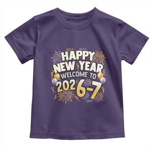 Funny 67 New Year Toddler T Shirt Happy New Year Welcome To 2026 7 TS11 Purple Print Your Wear