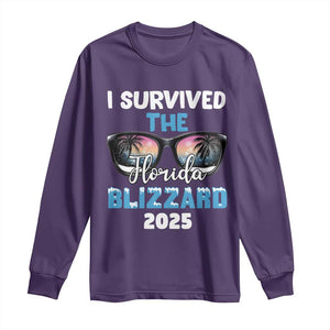 Funny I Survived The Florida Blizzarad Long Sleeve Shirt Snow Sunglasses TS11 Purple Print Your Wear