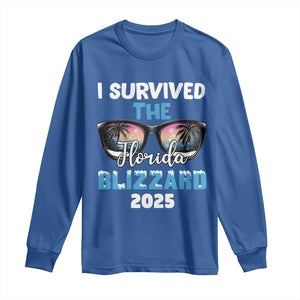 Funny I Survived The Florida Blizzarad Long Sleeve Shirt Snow Sunglasses TS11 Royal Blue Print Your Wear