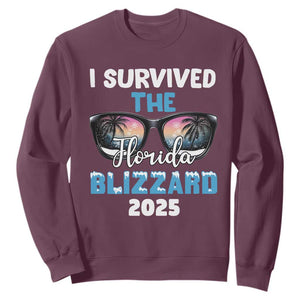 Funny I Survived The Florida Blizzarad Sweatshirt Snow Sunglasses TS11 Maroon Print Your Wear