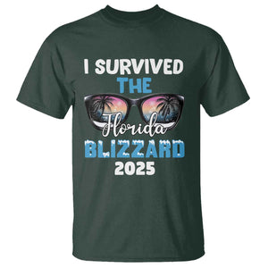 Funny I Survived The Florida Blizzarad T Shirt Snow Sunglasses TS11 Dark Forest Green Print Your Wear