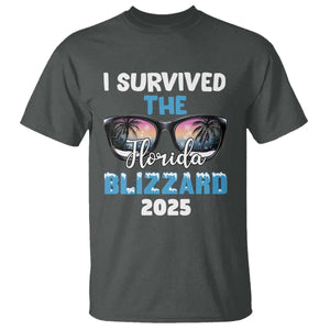 Funny I Survived The Florida Blizzarad T Shirt Snow Sunglasses TS11 Dark Heather Print Your Wear