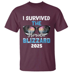 Funny I Survived The Florida Blizzarad T Shirt Snow Sunglasses TS11 Maroon Print Your Wear