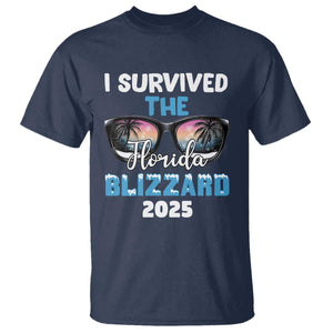 Funny I Survived The Florida Blizzarad T Shirt Snow Sunglasses TS11 Navy Print Your Wear