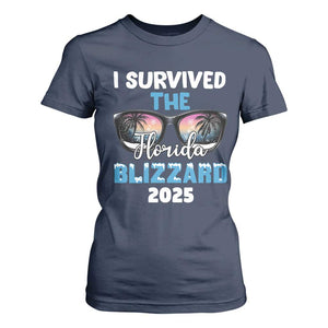 Funny I Survived The Florida Blizzarad T Shirt For Women Snow Sunglasses TS11 Navy Print Your Wear
