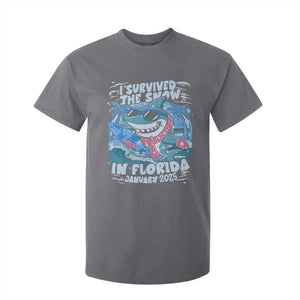 Funny I Survived The Snow In Florida 2025 T Shirt For Kid Shark TS11 Charcoal Print Your Wear