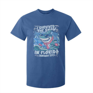 Funny I Survived The Snow In Florida 2025 T Shirt For Kid Shark TS11 Royal Blue Print Your Wear