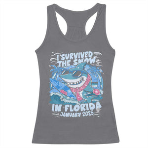 Funny I Survived The Snow In Florida 2025 Racerback Tank Top Shark TS11 Charcoal Print Your Wear