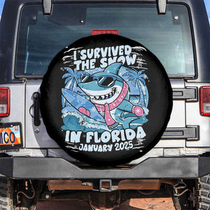 Funny I Survived The Snow In Florida 2025 Spare Tire Cover Shark TS11 No hole Black Print Your Wear