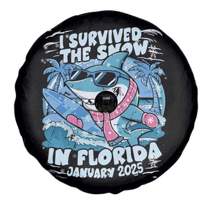 Funny I Survived The Snow In Florida 2025 Spare Tire Cover Shark TS11 Print Your Wear