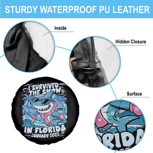 Funny I Survived The Snow In Florida 2025 Spare Tire Cover Shark TS11 Print Your Wear