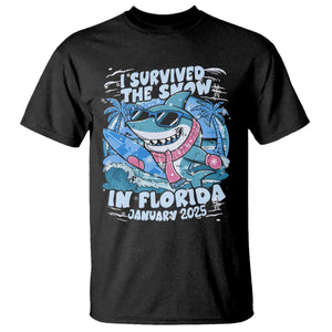 Funny I Survived The Snow In Florida 2025 T Shirt Shark TS11 Black Print Your Wear