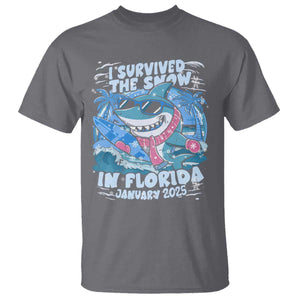Funny I Survived The Snow In Florida 2025 T Shirt Shark TS11 Charcoal Print Your Wear