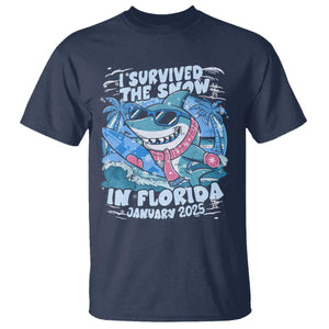 Funny I Survived The Snow In Florida 2025 T Shirt Shark TS11 Navy Print Your Wear