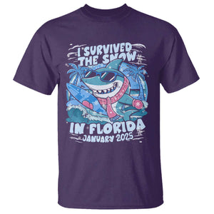 Funny I Survived The Snow In Florida 2025 T Shirt Shark TS11 Purple Print Your Wear