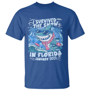 Funny I Survived The Snow In Florida 2025 T Shirt Shark TS11 Royal Blue Print Your Wear