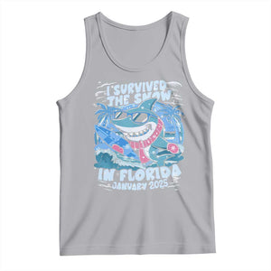 Funny I Survived The Snow In Florida 2025 Tank Top Shark TS11 Athletic Heather Print Your Wear