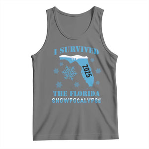 Funny I Survived The Florida Snowpocalypse 2025 Tank Top Snowflakes TS11 Black Heather Print Your Wear