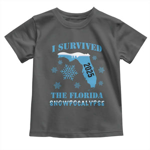 Funny I Survived The Florida Snowpocalypse 2025 Toddler T Shirt Snowflakes TS11 Dark Heather Print Your Wear