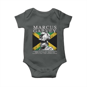 Marcus Garvey Quote Baby Onesie A People Without The Knowledge Of Their Past History Origin And Culture Jamaican Flag TS11 Dark Heather Print Your Wear