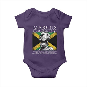Marcus Garvey Quote Baby Onesie A People Without The Knowledge Of Their Past History Origin And Culture Jamaican Flag TS11 Purple Print Your Wear