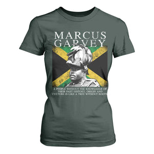 Marcus Garvey Quote T Shirt For Women A People Without The Knowledge Of Their Past History Origin And Culture Jamaican Flag TS11 Dark Forest Green Print Your Wear