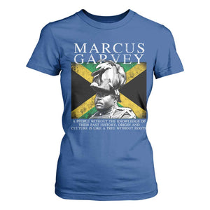 Marcus Garvey Quote T Shirt For Women A People Without The Knowledge Of Their Past History Origin And Culture Jamaican Flag TS11 Royal Blue Print Your Wear