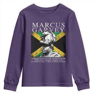 Marcus Garvey Quote Youth Sweatshirt A People Without The Knowledge Of Their Past History Origin And Culture Jamaican Flag TS11 Purple Print Your Wear