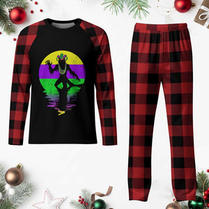 Funny Mardi Gras Rougarou Plaid Pajama Set Beads Carnival Cryptids Of Louisiana TS11 Buffalo Plaid Print Your Wear