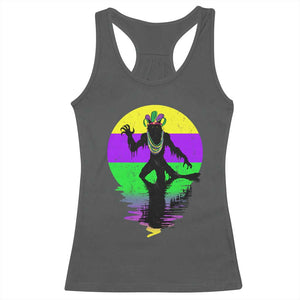 Funny Mardi Gras Rougarou Racerback Tank Top Beads Carnival Cryptids Of Louisiana TS11 Dark Heather Print Your Wear