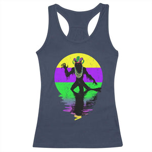 Funny Mardi Gras Rougarou Racerback Tank Top Beads Carnival Cryptids Of Louisiana TS11 Navy Print Your Wear