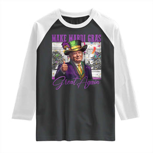 Funny Trump Mardi Gras Raglan Shirt Make Mardi Gras Great Again White House Parade TS11 Black White Print Your Wear