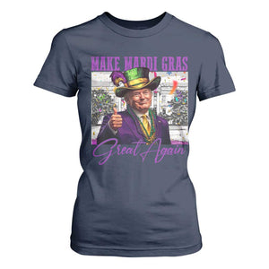 Funny Trump Mardi Gras T Shirt For Women Make Mardi Gras Great Again White House Parade TS11 Navy Print Your Wear
