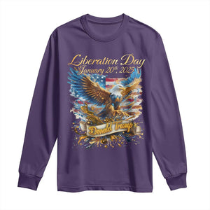 Trump Liberation Day 2025 Long Sleeve Shirt Gold Eagle Vintage American Flag TS11 Purple Print Your Wear