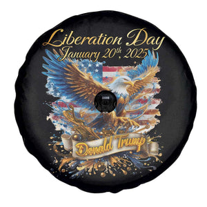 Trump Liberation Day 2025 Spare Tire Cover Gold Eagle Vintage American Flag TS11 Print Your Wear